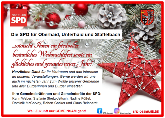 Weihnachtsgruß des SPD-Ortsvereins Oberhaid